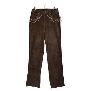 Saguaro Vintage Suede embroidered & beading Pants in Chocolate Brown Size 8